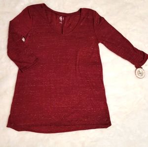 Dark marron quarter sleeve shirt